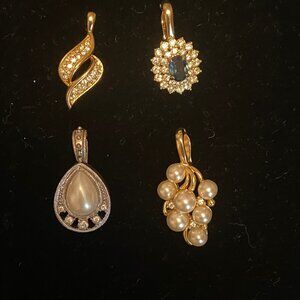 Costume jewelry lot 4 pendants